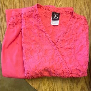 Cherokee, XS Top, XSP Petite Pant, Pink/Salmon